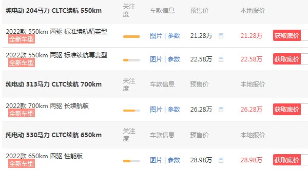 比亞迪海豹純電動2022款價格及參數 2022款海豹售價21萬一臺