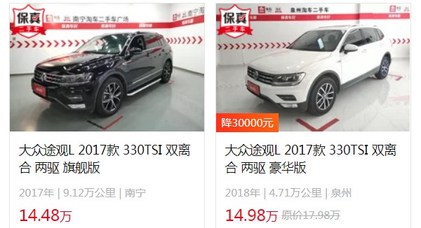 大眾途觀l汽車(chē)報(bào)價(jià) 2022款途觀l售價(jià)20萬(wàn)元(二手14萬(wàn))